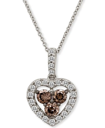 Le Vian Diamond Heart 18" Pendant Necklace (1 ct. t.w.) in 14k White Gold