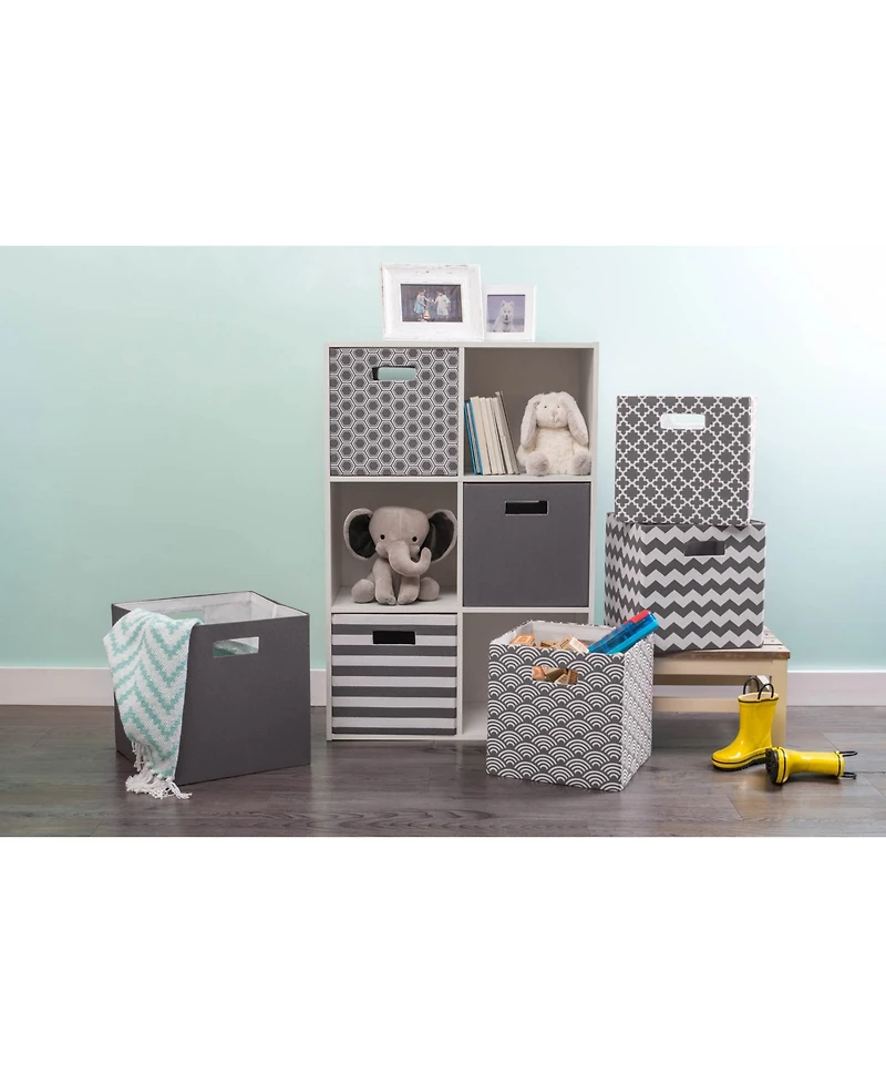 Design Imports Square Lattice Print Polyester Storage Bin