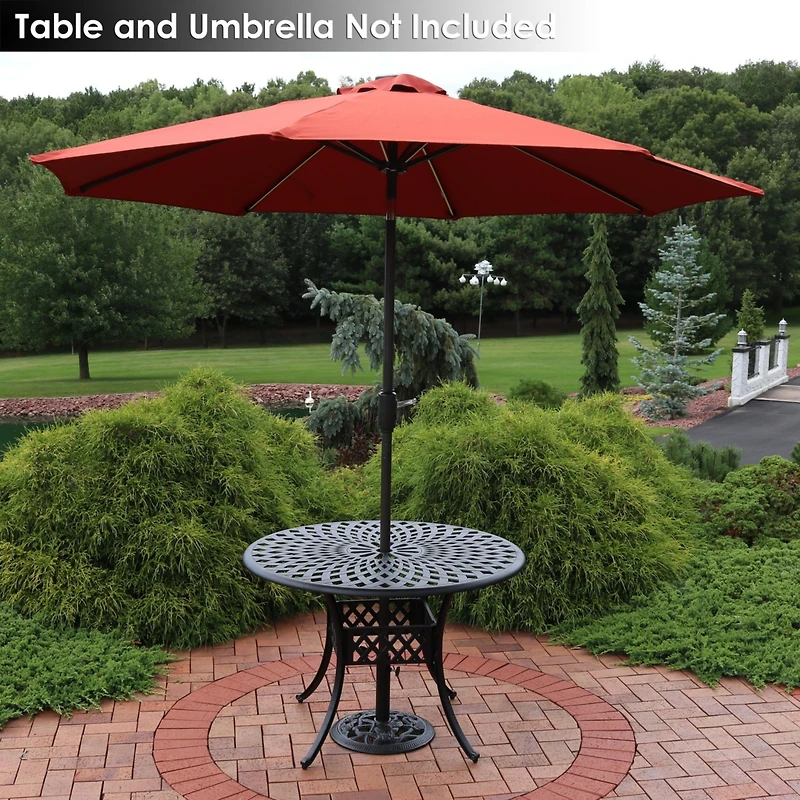 Rose Blossom 16-Inch Diameter Cast Iron Patio Umbrella Base Stand - Green