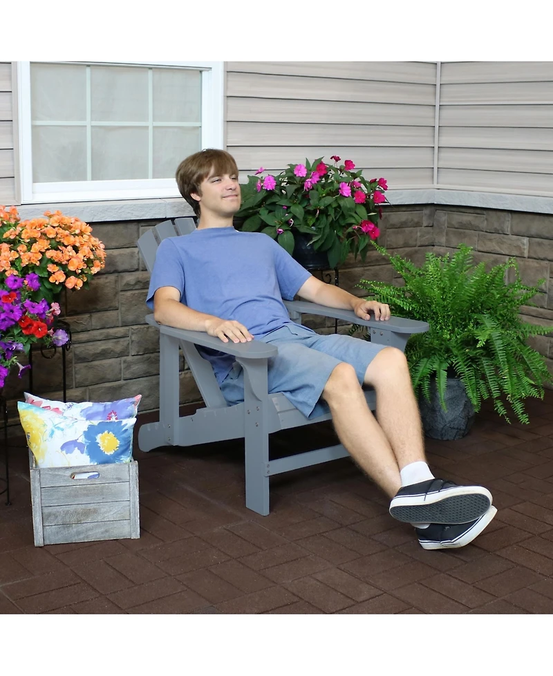 Outdoor Painted Fir Wood Lounge Backyard Patio Adirondack Chair with Adjustable Backrest