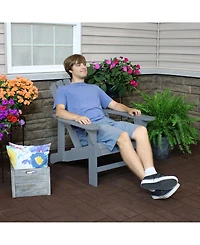 Outdoor Painted Fir Wood Lounge Backyard Patio Adirondack Chair with Adjustable Backrest