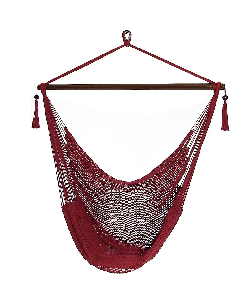 Caribbean Style Extra Large Hanging Rope Hammock Chair Swing with Stand - 300 lb Weight Capacity