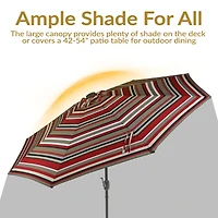 9 ft Solar Patio Umbrella with Lights, Tilt, and Crank - Beige