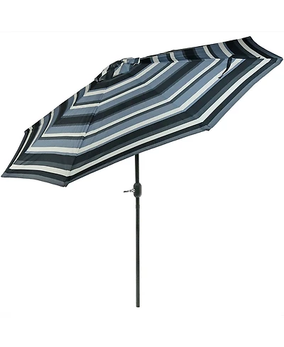 9ft Striped Outdoor Umbrella for Patio, Pool or Yard - Polyester Table Market with Tilt and Crank Catalina Beach Stripe