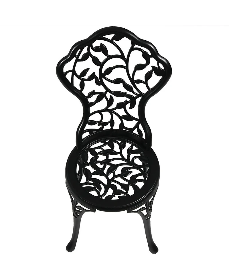 Floral Design Cast Aluminum Outdoor Patio Bistro Set, Black, 3pc