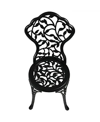 Floral Design Cast Aluminum Outdoor Patio Bistro Set, Black, 3pc