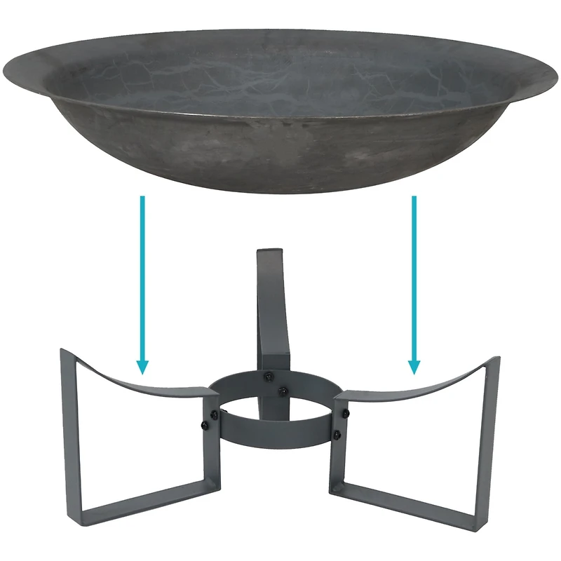 Outdoor Camping or Backyard Cast Iron with Heat Resistant Finish Modern Round Fire Pit Bowl with Stand - 23" - Bronze