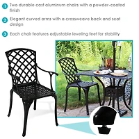 Outdoor Crossweave Design Black Cast Aluminum Patio Dining Chair, 2pk