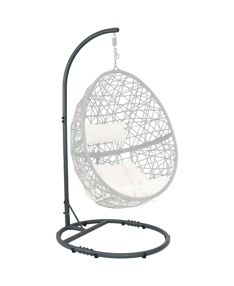 Durable Indoor/Outdoor Powder-Coated Steel Egg Chair Stand with Extra-Wide Round Base - 76" H - Black