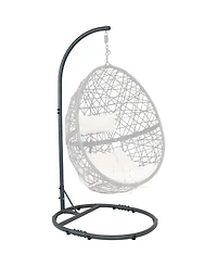 Durable Indoor/Outdoor Powder-Coated Steel Egg Chair Stand with Extra-Wide Round Base - 76" H - Black