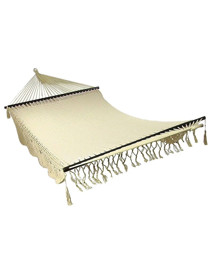 Heavy-Duty Deluxe Hand-Woven Cotton American-Style Mayan Hammock with Spreader Bars - 770 lb Weight Capacity Blue