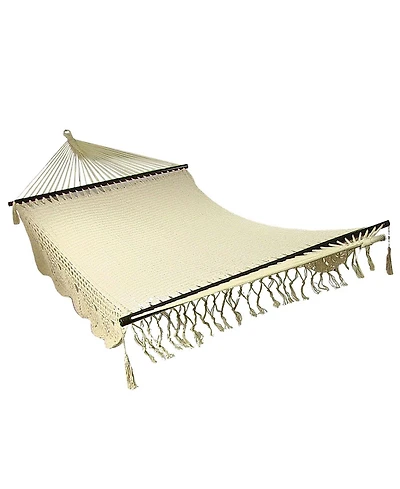 Heavy-Duty Deluxe Hand-Woven Cotton American-Style Mayan Hammock with Spreader Bars - 770 lb Weight Capacity Blue