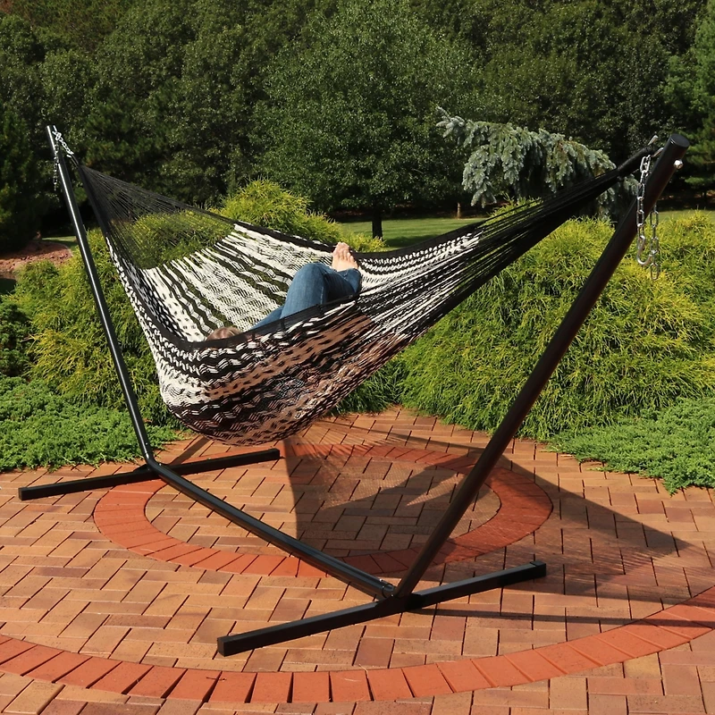 Mayan Family Hammock Handwoven Xxl Thick Cord with Stand