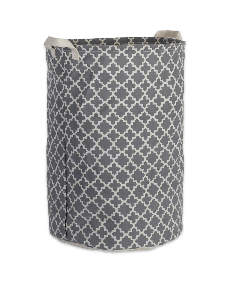 Design Imports Polyethylene Coated Cotton Polyester Laundry Hamper Lattice Round