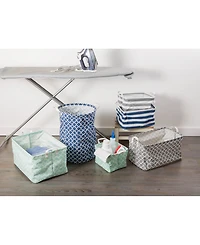 Design Imports Polyethylene Coated Cotton Polyester Laundry Hamper Lattice Round