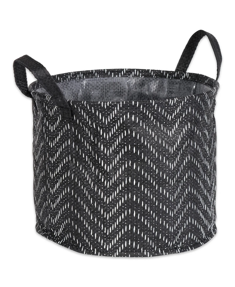Design Imports Polyethylene Coated Woven Paper Laundry Bin Tribal Chevron Round Set of 2
