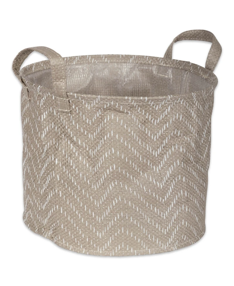 Design Imports Polyethylene Coated Woven Paper Laundry Bin Tribal Chevron Stone Round Small Set of 2