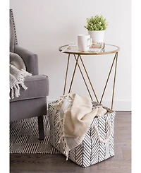 Design Imports Polyester Bin Herringbone Square