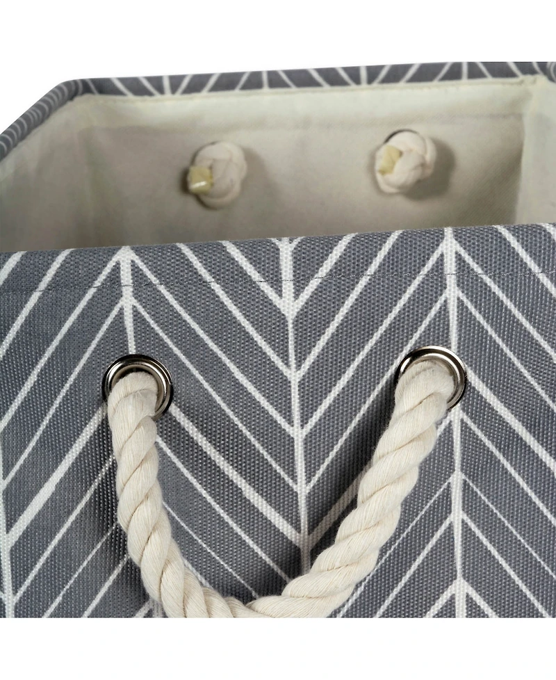 Design Imports Polyester Bin Herringbone Square
