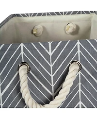 Design Imports Polyester Bin Herringbone Square