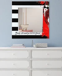 Empire Art Direct Fashion Square Beveled Wall Mirror on Free Floating Reverse Printed Tempered Art Glass, 36" x 36" x 0.4"