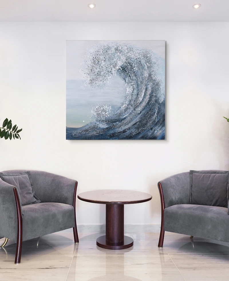 Empire Art Direct Crystal Wave Textured Metallic Hand Painted Wall Art by Martin Edwards, 36" x 36" x 1.5"