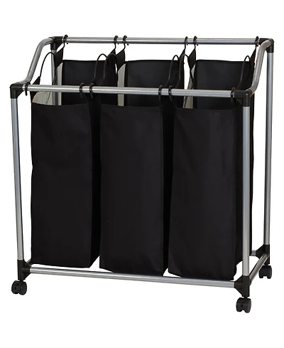 Household Essentials Triple Laundry Sorter with Wheels