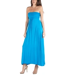 24seven Comfort Apparel Strapless Empire Waist Maxi Dress