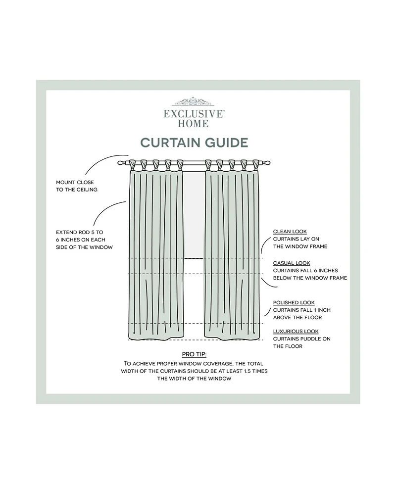 Exclusive Home Curtains Loha Linen Braided Tab Top Curtain Panel Pair, 54" x 63"
