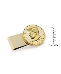 Men's American Coin Treasures Gold-Layered Jfk Half Dollar Stainless Steel Coin Money Clip