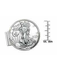 Men's American Coin Treasures Sterling Silver Diamond Cut Coin Money Clip with American Silver Eagle Dollar