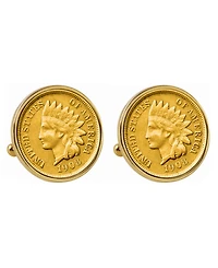 American Coin Treasures Gold-Layered Indian Penny Bezel Coin Cuff Links