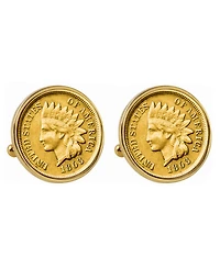 American Coin Treasures Gold-Layered 1800's Indian Penny Bezel Coin Cuff Links