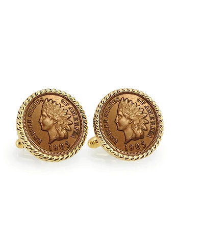 American Coin Treasures Indian Head Penny Rope Bezel Coin Cuff Links