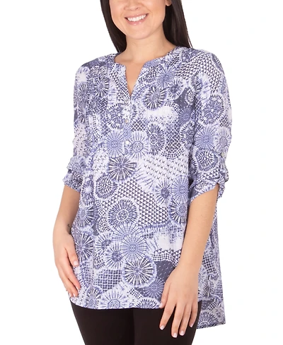 Ny Collection Petite Printed Pintuck Top