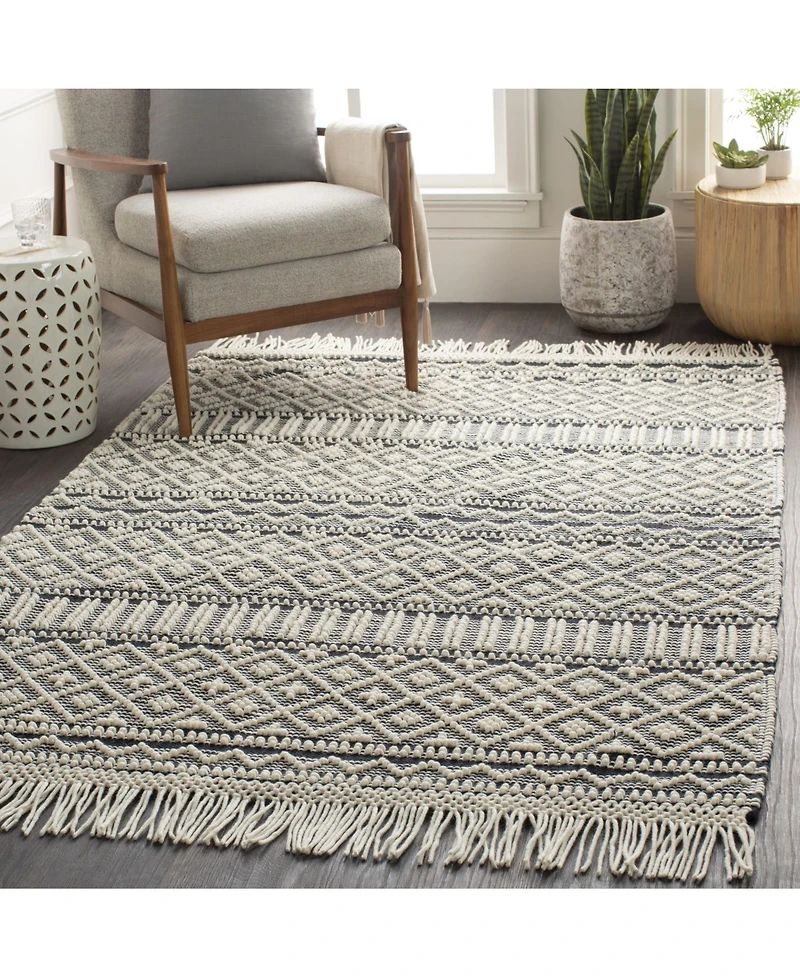 Livabliss Farmhouse Tassels Fts-2300 Charcoal 3' x 5' Area Rug