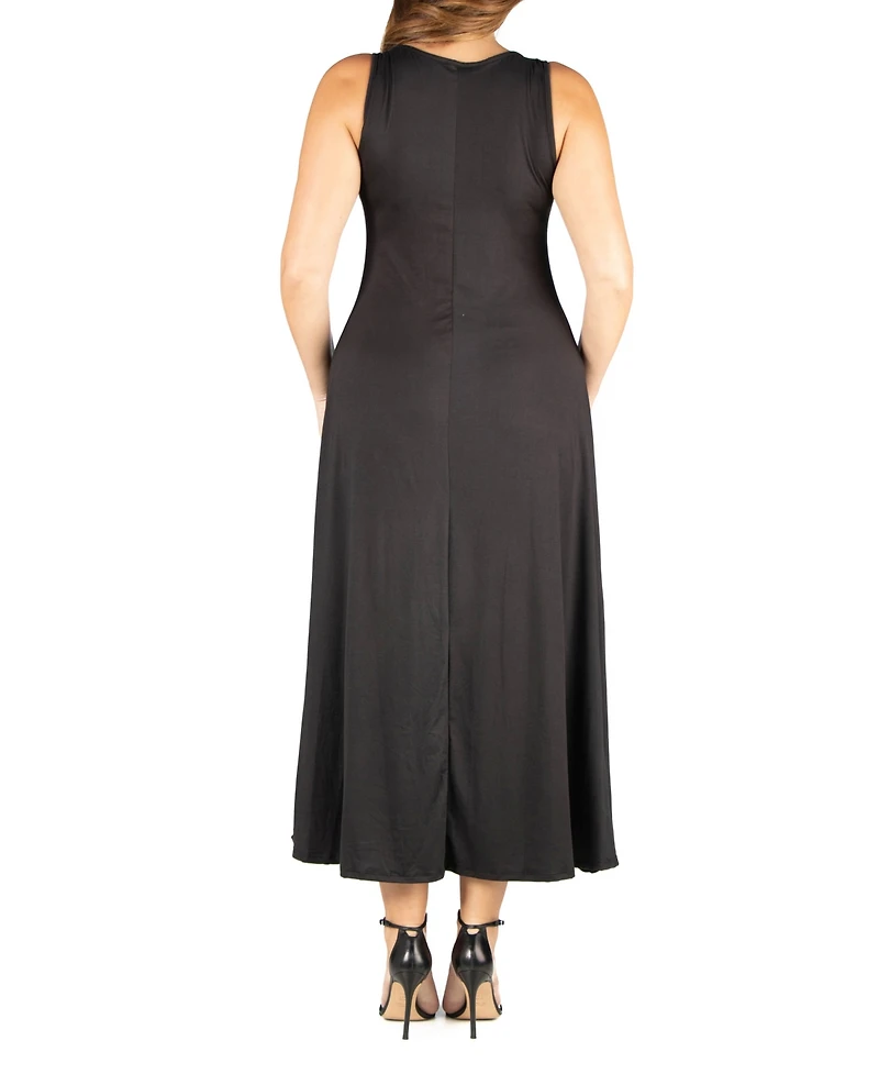 24seven Comfort Apparel Plus Simple A-line Tank Maxi Dress