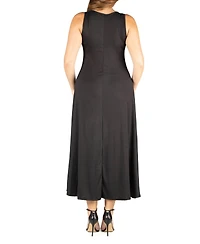 24seven Comfort Apparel Plus Simple A-line Tank Maxi Dress