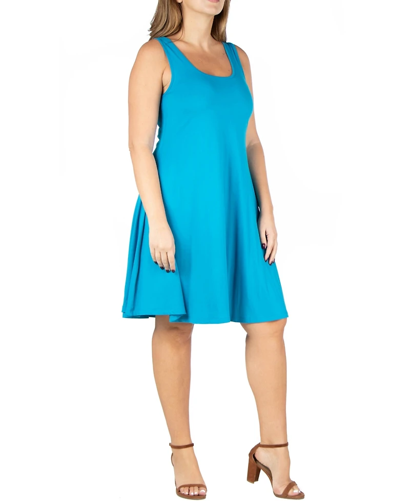24seven Comfort Apparel Plus Fit and Flare Knee Length Tank Dress