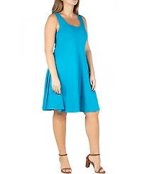 24seven Comfort Apparel Plus Fit and Flare Knee Length Tank Dress