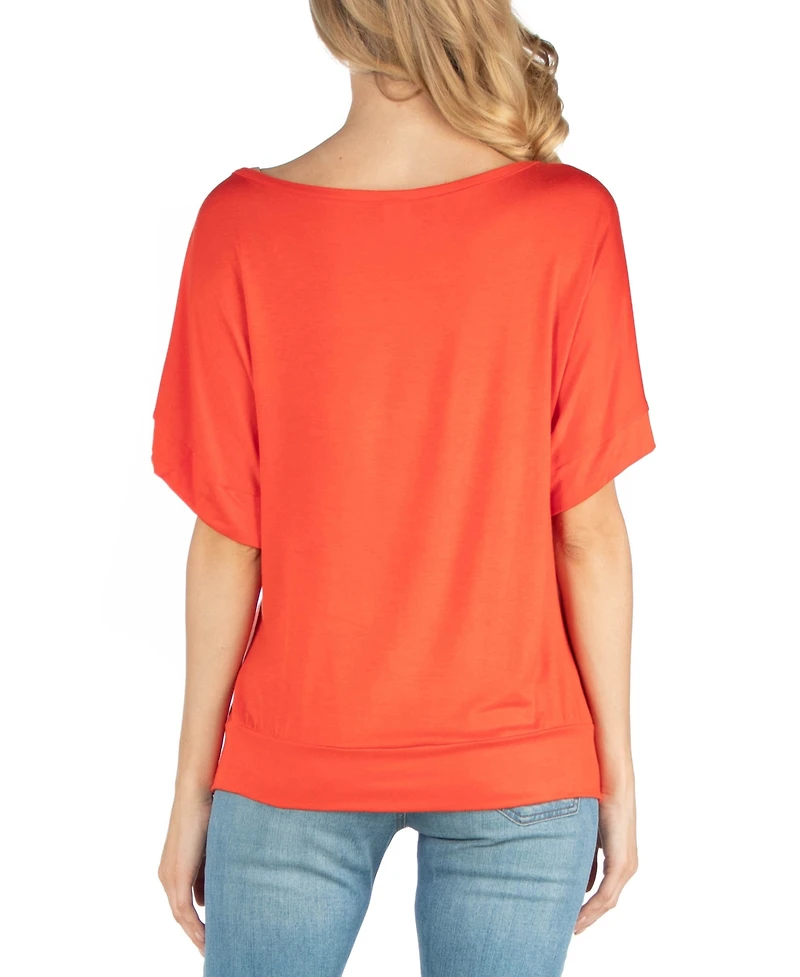 24seven Comfort Apparel Loose Fit Dolman Maternity Top with Wide Sleeves