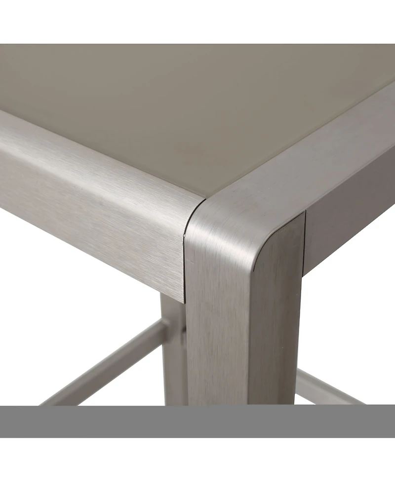 Noble House Cape Coral Outdoor 3 Piece Bar Set with Glass Table Top