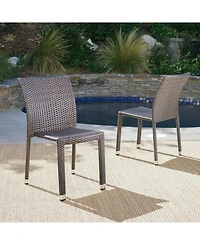 Noble House Dover Outdoor Armless Stack Chairs with Frame, Set of 2