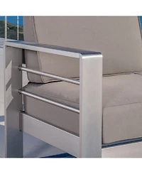 Noble House Cape Coral Outdoor Loveseat Sofa with Tray