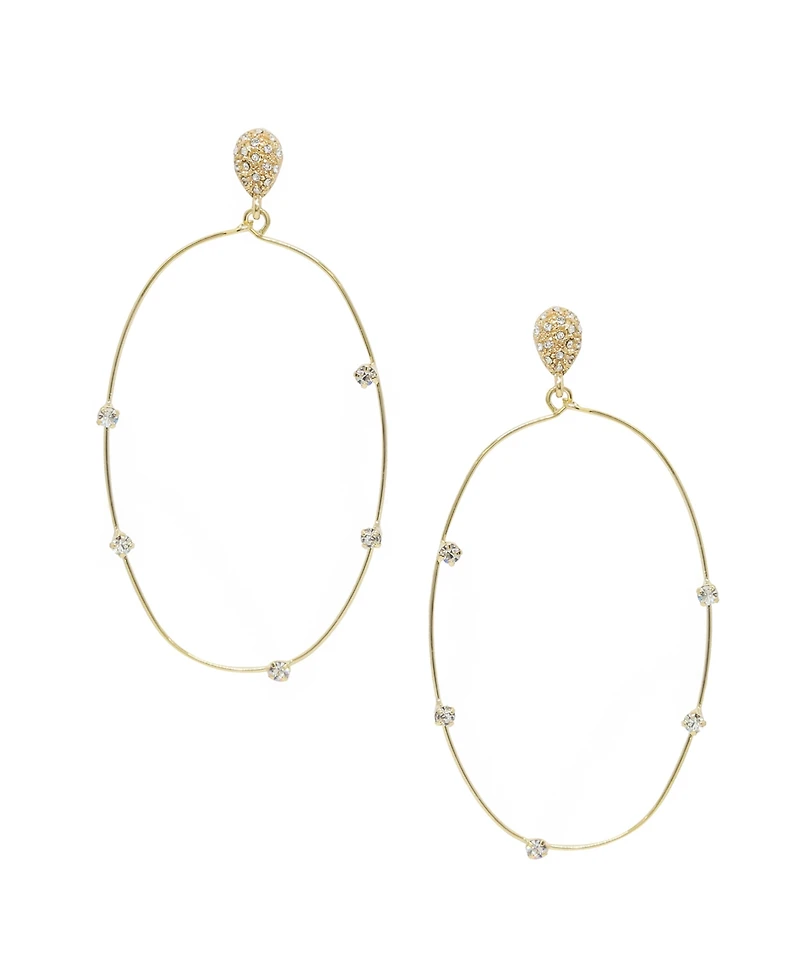 Ettika Delicate Crystal Large Oval Hoop Women's Earrings