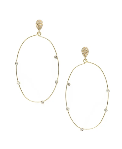 Ettika Delicate Crystal Large Oval Hoop Women's Earrings