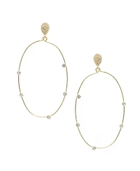 Ettika Delicate Crystal Large Oval Hoop Women's Earrings