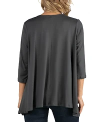 24seven Comfort Apparel Elbow Length Sleeve Maternity Open Cardigan