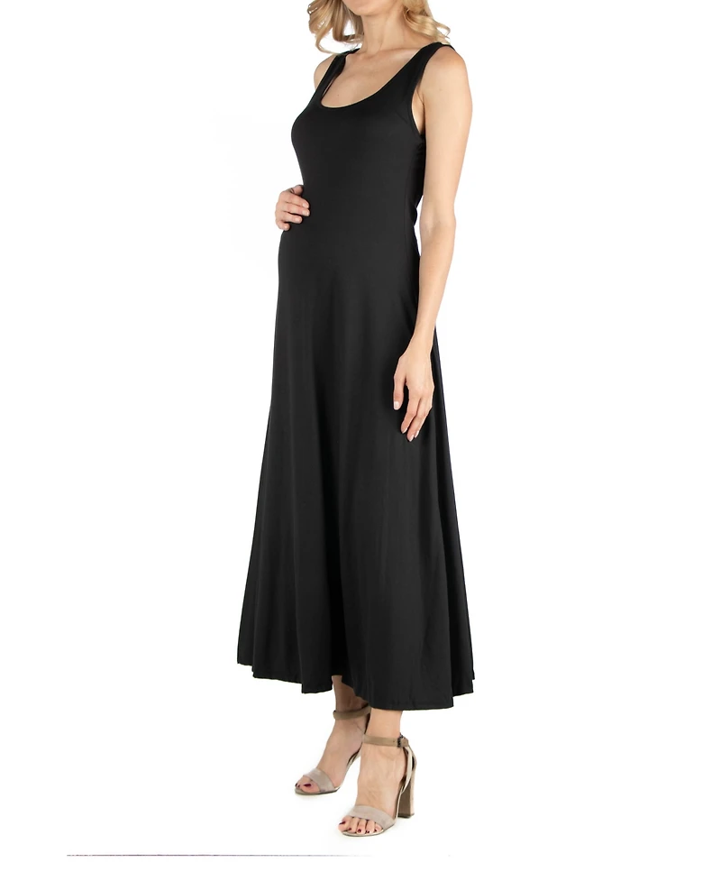 24seven Comfort Apparel Slim fit A Line Sleeveless Maternity Maxi Dress
