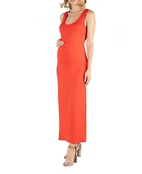 24seven Comfort Apparel Scoop Neck Maternity Maxi Dress with Racerback Detail